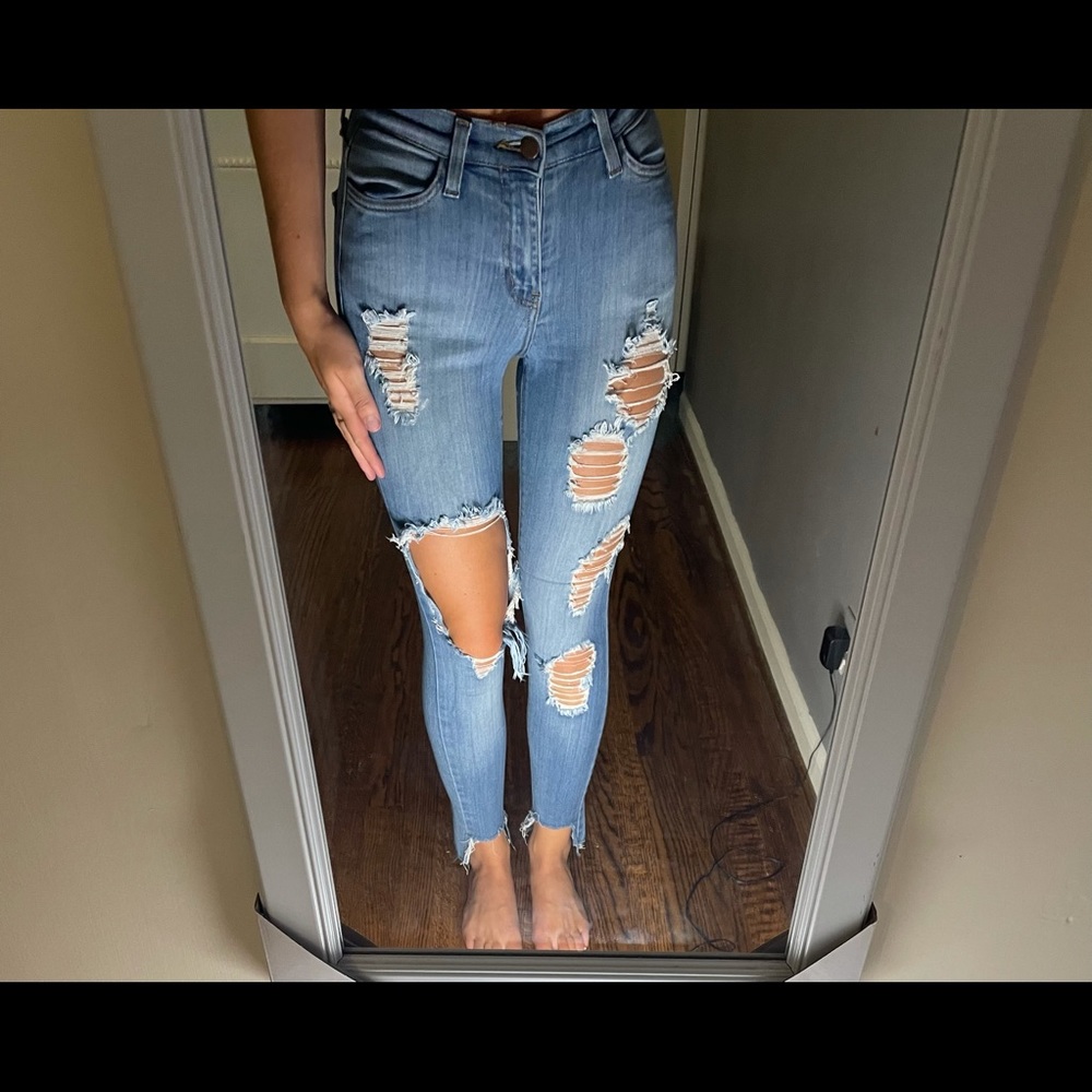 Medium wash ripped skinny jeans by Vibrant size 25